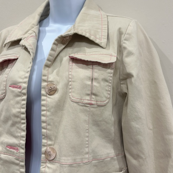 Denim&Co Cream Trench Coat with Pink Accents - Picture 4 of 8
